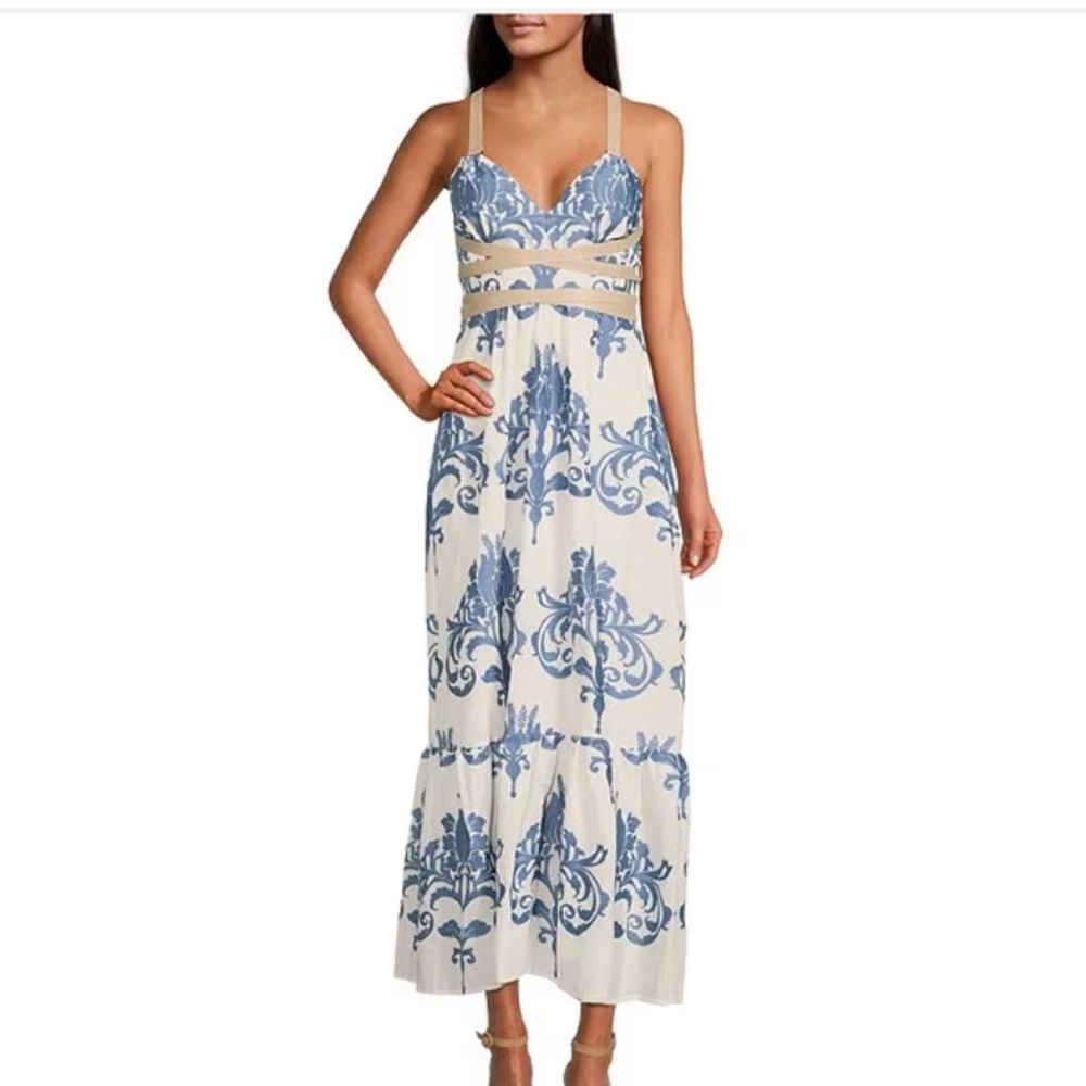 A Loves A - Embroidered Voile V-Neck Maxi Dress
